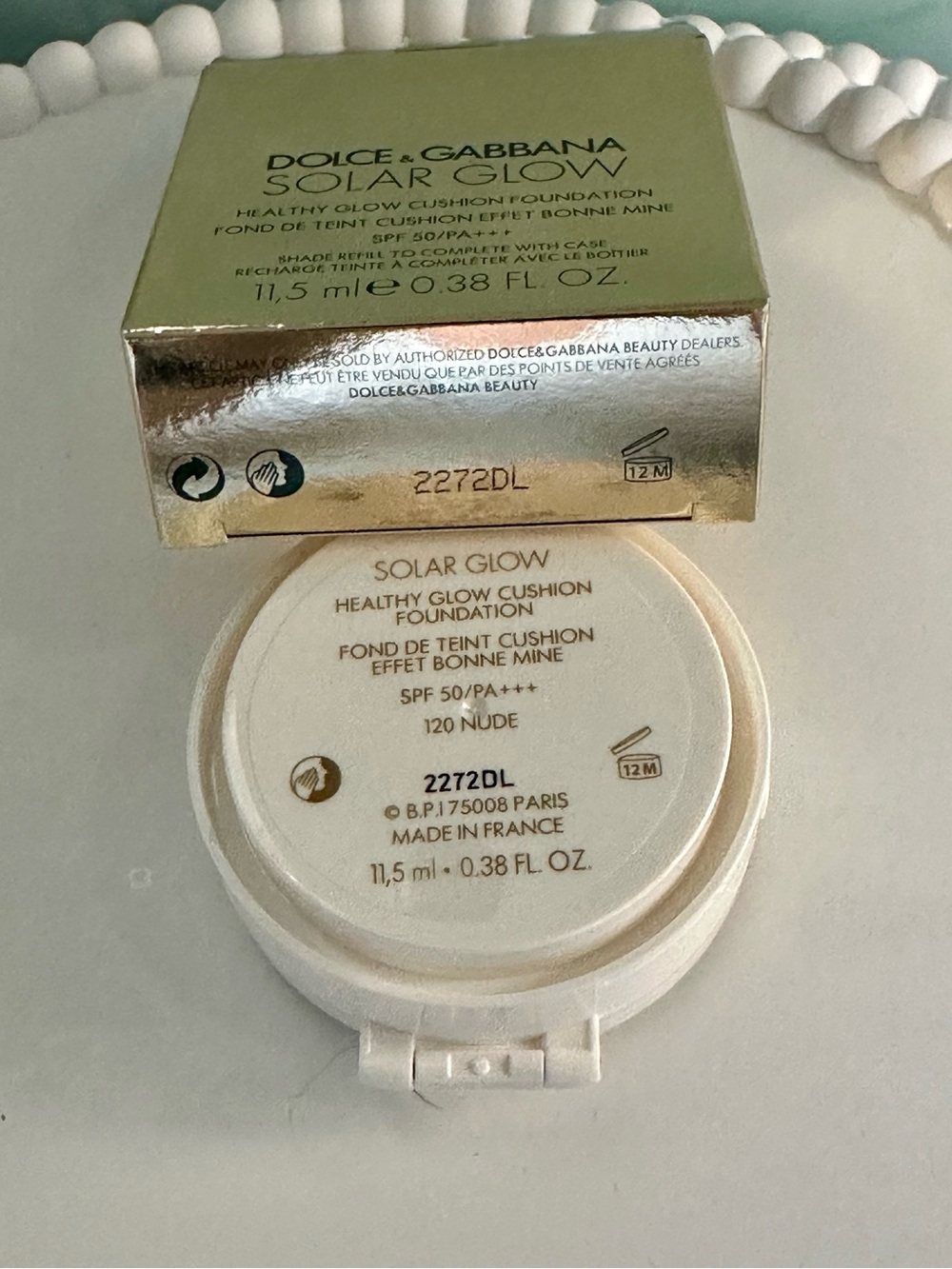 Dolce & Gabbana Solar Glow Cushion Foundation Refill 120 NUDE SPF 50 NEW IN BOX - Picture 3 of 3